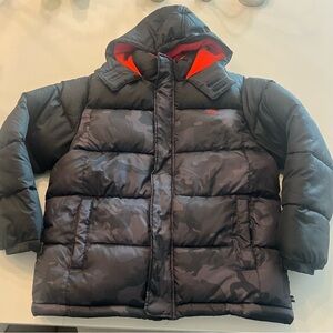 Men's Black Camouflage Puffer Jacket with Hood